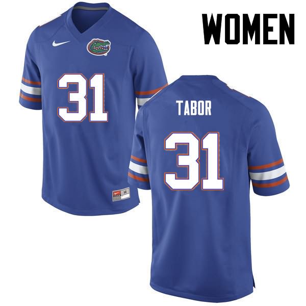 Women's NCAA Florida Gators Teez Tabor #31 Stitched Authentic Nike Blue College Football Jersey AOC8765GD